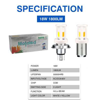 H4 HS1 BA20D H6 Ceramic White Yellow Amber Motorcycle Headlight Bulb AC/DC8-80V