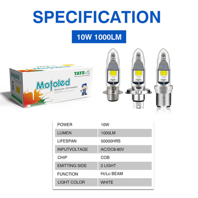 HS1 BA20D H6 White Motorcycle Led Headlight Bulb 1000lm High Low Beam