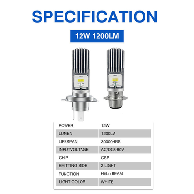 1200LM 12W Motorcycle LED Headlight Bulb CSP H4 HS1 BA20D H6 P15D H6M