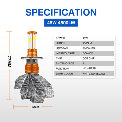 4500LM 6000LM 8000LM H7 Motorcycle Headlight Bulb Ba20D P15D 45W