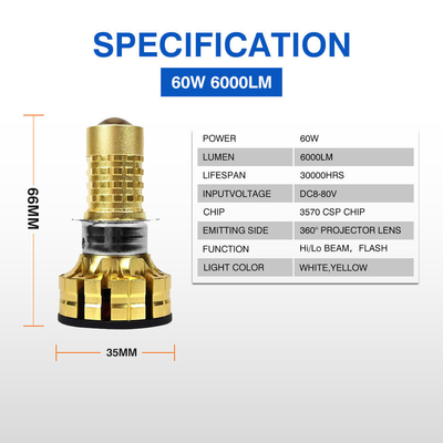 Gold M1-YY Motoled Light Lens Super Bright Motorcycle Headlight