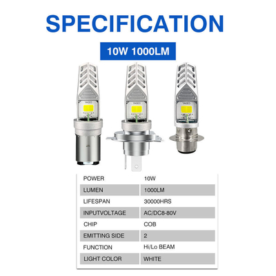 10W BA20D P15D Headlight Bulb 1000LM HS1 Headlight Bulb High Low Beam