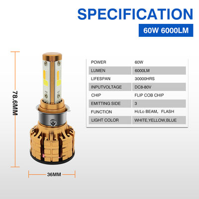 6000LM COB LED Motorcycle Headlight Bulb With Milliampere Technology