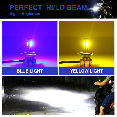 3 Colour Led Headlight For Motorcycle 50000Hrs Lifespan White Function