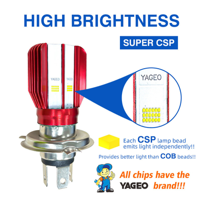 Lumen 1800lm YAYE Motorcycle Headlight Bulb 2 Side Emitting CSP AC/DC8-80V H4 HS1 BA20D H6 H6M P15D