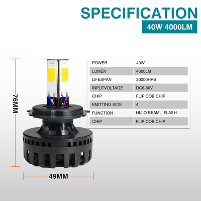 4 Side Emitting Design H4 LED Motorcycle Headlight Simple Installation Waterproof