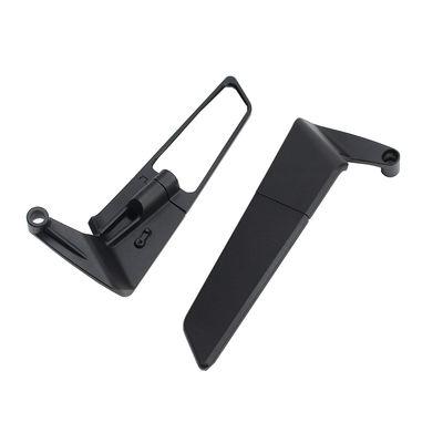 Universal Black Aluminum Alloy Glass Motorbike Wing Rearview Side Mirrors Large Wing Mirror